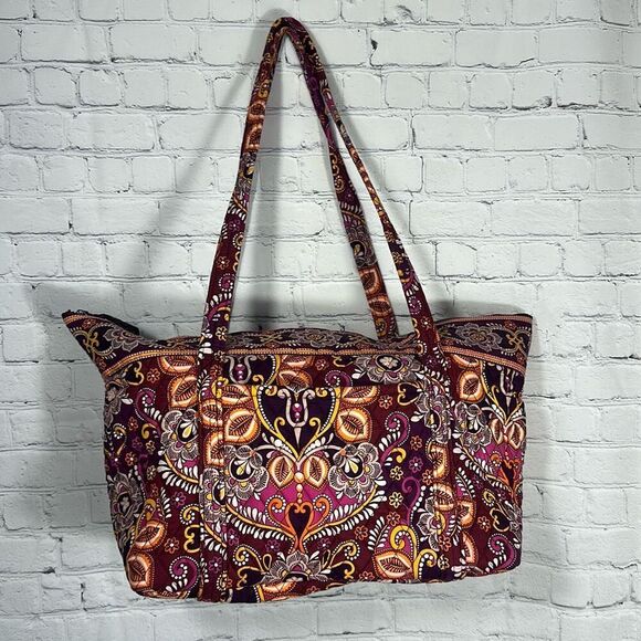 Vera Bradley Retired Safari Sunset Large Shoulder Bag Tote Purse Pocketbook - Picture 1 of 11